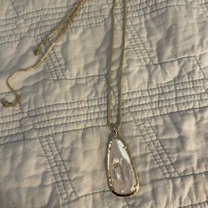 Gold Pendant Necklace with Teardrop Stone - Women Jewelry